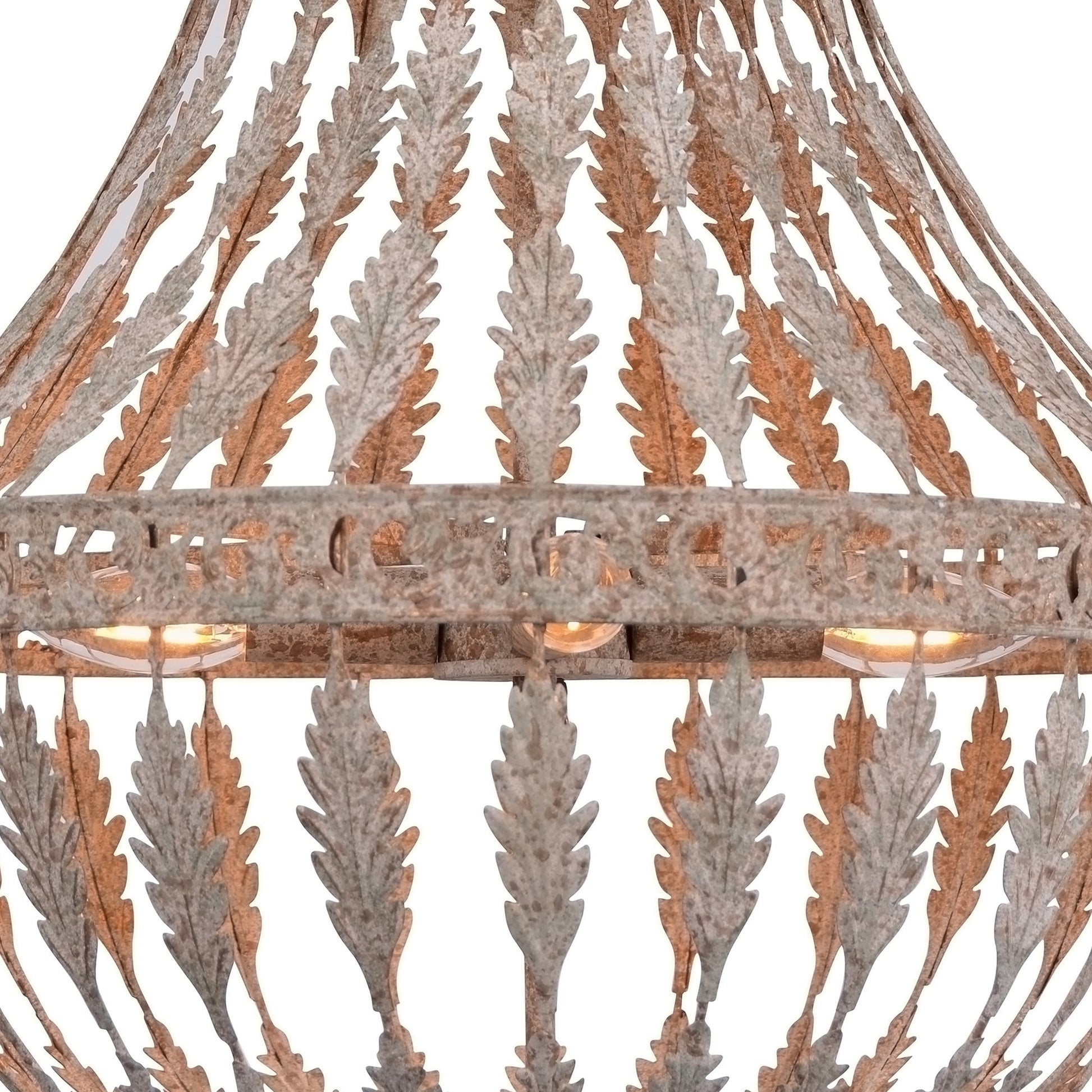 Rustic Empire Chandelier by Zentique in distressed metal and iron. Made from iron in a cottage & farmhouse style.
