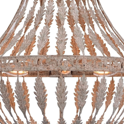 Rustic Empire Chandelier by Zentique in distressed metal and iron. Made from iron in a cottage & farmhouse style.