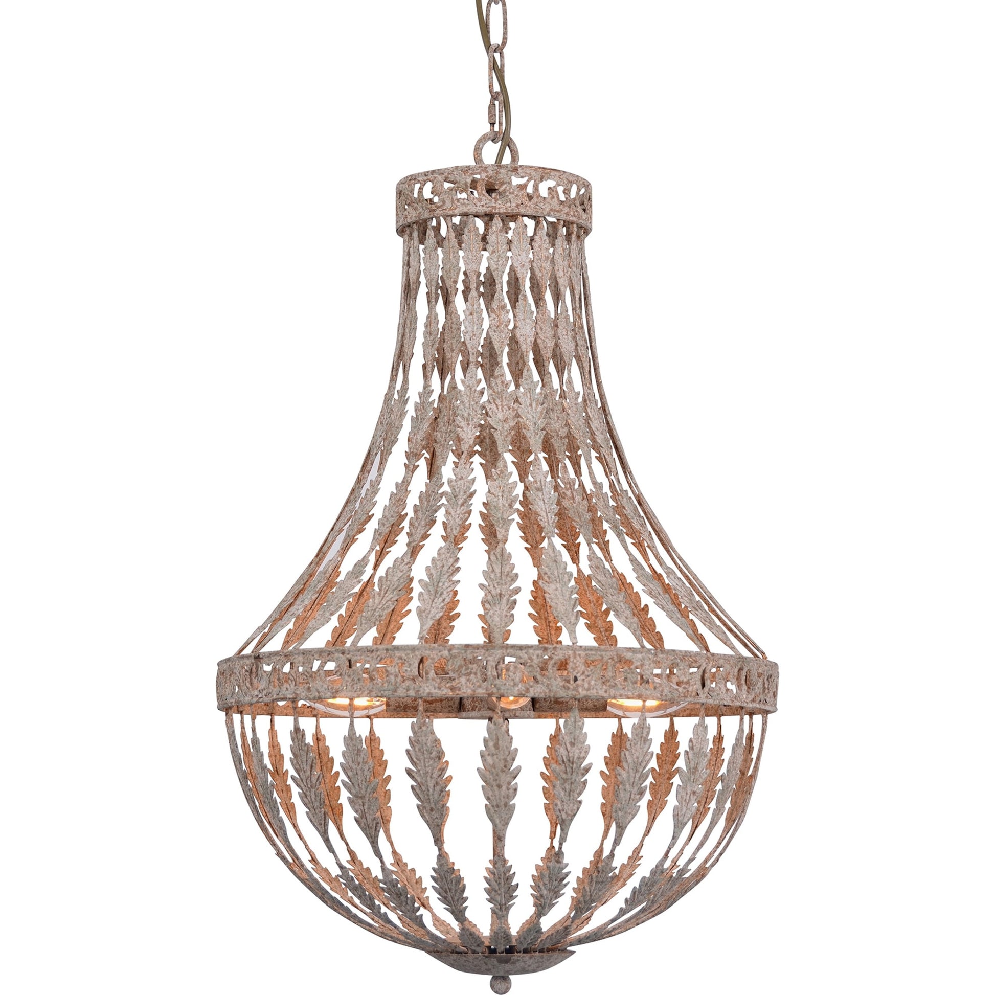 Rustic Empire Chandelier by Zentique in distressed metal and iron. Made from iron in a cottage & farmhouse style.
