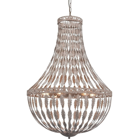 Rustic Empire Chandelier by Zentique in distressed metal and iron. Made from iron in a cottage & farmhouse style.
