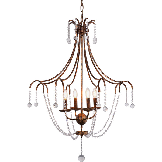 Empire Chandelier by Zentique in distressed bronze and iron, glass. Made from iron, glass in a traditional style.