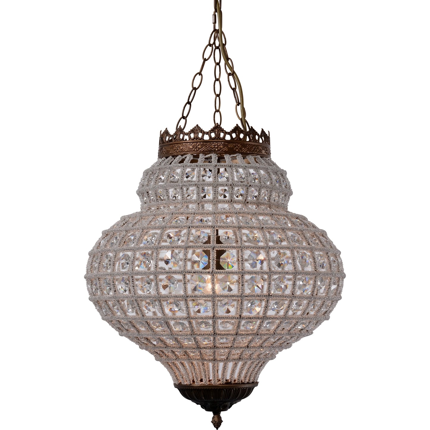 001 S-336987 | Additional Silo | Crown Pendant Chandelier by Zentique in distressed bronze and iron, crystal. Made from iron, crystal in a traditional style.