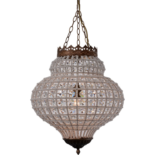 001 S-336987 | Additional Silo | Crown Pendant Chandelier by Zentique in distressed bronze and iron, crystal. Made from iron, crystal in a traditional style.