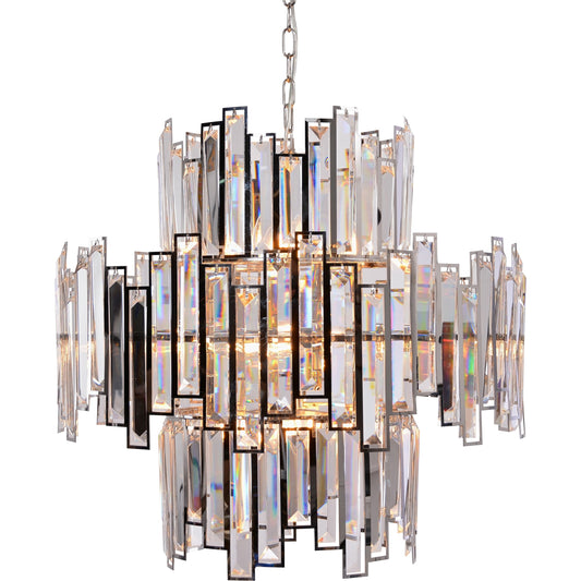 Abstract Crystal Chandelier by Zentique in silver and crystal, stainless steel. Made from stainless steel, crystal in a traditional style.