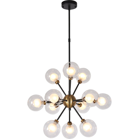 Globe Burst Pendant Light by Zentique in matte black, gold, clear glass and iron, glass. Made from iron, glass in a modern style.