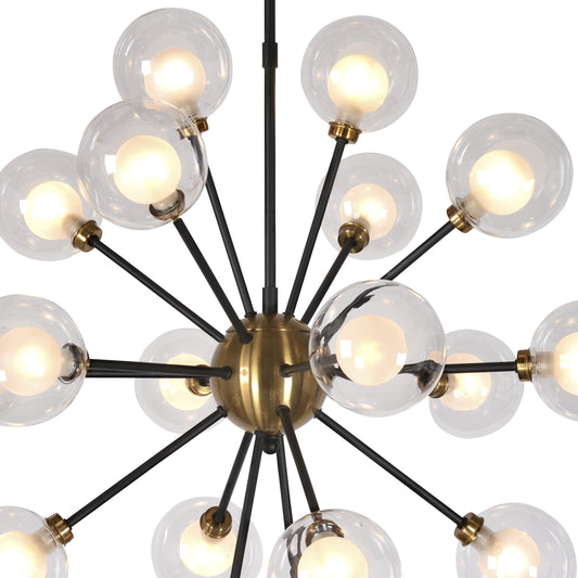 Globe Burst Pendant Light by Zentique in matte black, gold, clear glass and iron, glass. Made from iron, glass in a modern style.