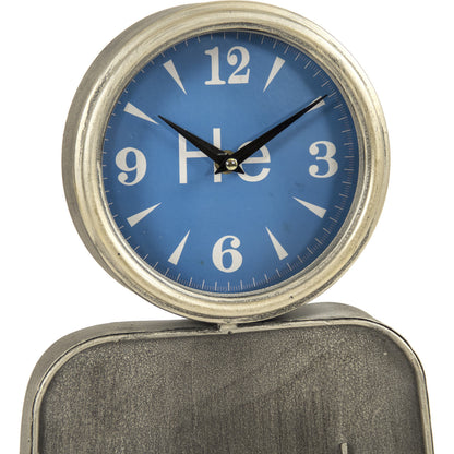 Boy Wall Clock by Zentique in distressed metal, blue, white and metal, glass, mdf. Made from metal, glass, mdf in a modern style.