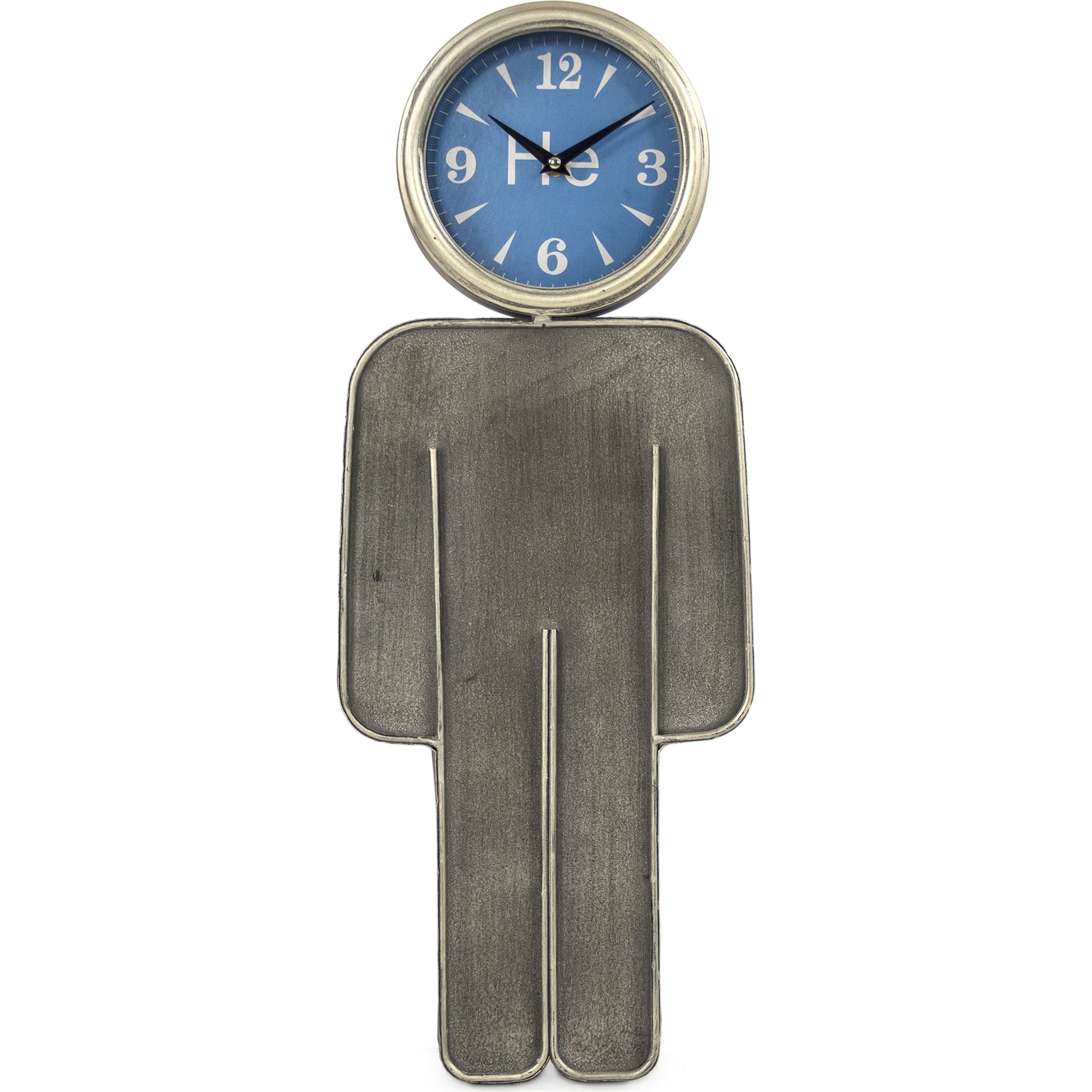 Boy Wall Clock by Zentique in distressed metal, blue, white and metal, glass, mdf. Made from metal, glass, mdf in a modern style.