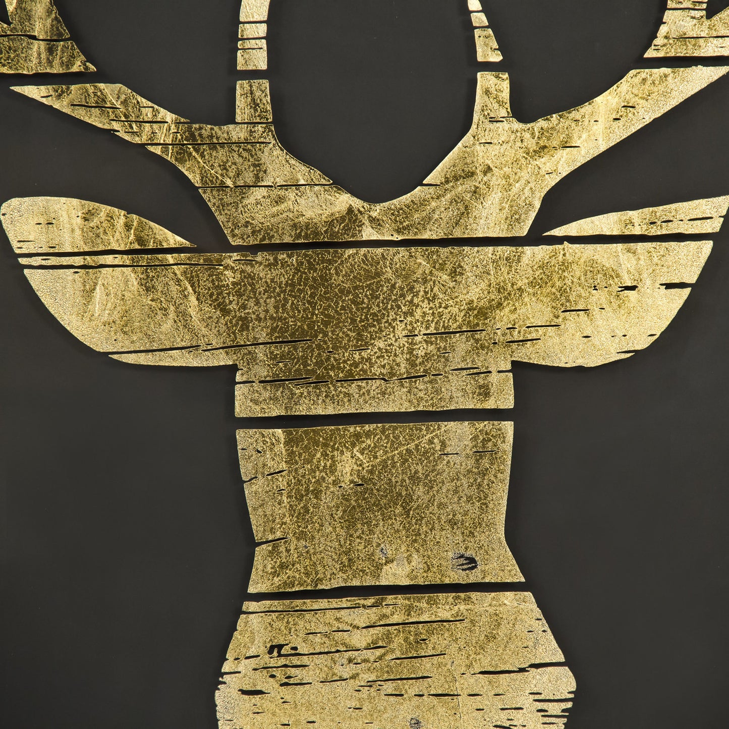 002 SR-900126 | Closeup | Deer Art Print II by Zentique in black, gold and metal, glass, mdf. Made from metal, glass, mdf in a modern style.