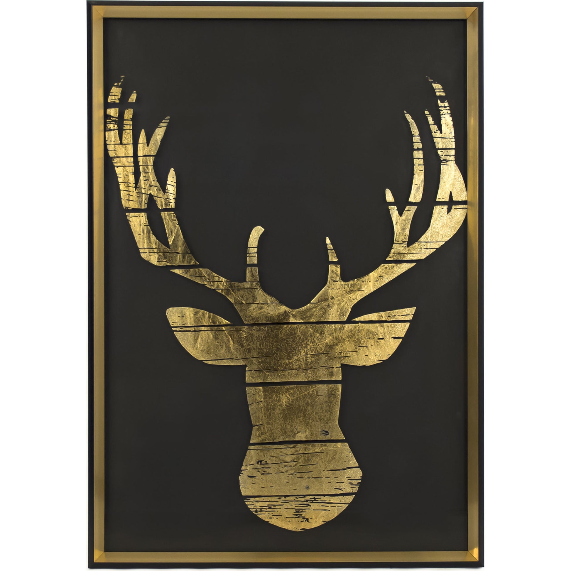 Deer Art Print II by Zentique in black, gold and metal, glass, mdf. Made from metal, glass, mdf in a modern style.