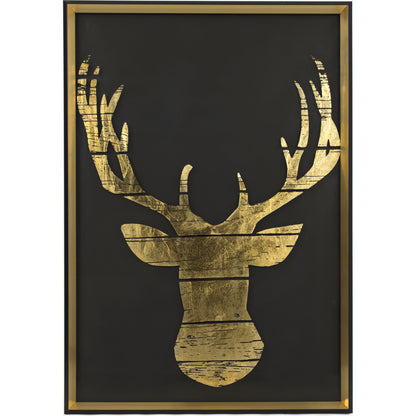Deer Art Print II by Zentique in black, gold and metal, glass, mdf. Made from metal, glass, mdf in a modern style.