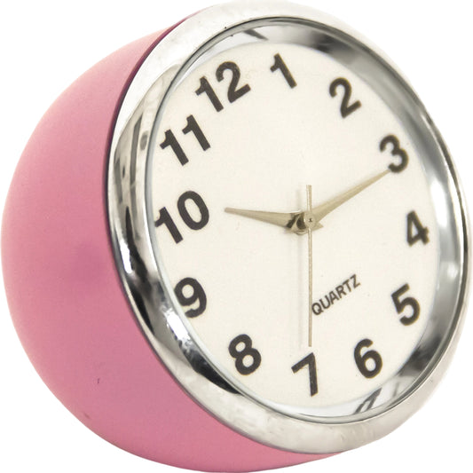 Pink Mini Table Clock by Zentique in pink and iron sheet, glass. Made from iron sheet, glass in a modern style.