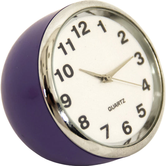 Purple Mini Table Clock by Zentique in purple and iron sheet, glass. Made from iron sheet, glass in a modern style.