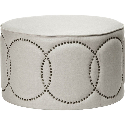 Daisi Ottoman by Zentique in natural linen and oak. Made from oak in a transitional style.