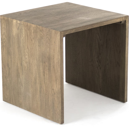 Ava End Table by Zentique in dry finish and recycled oak. Made from recycled oak in a modern style.
