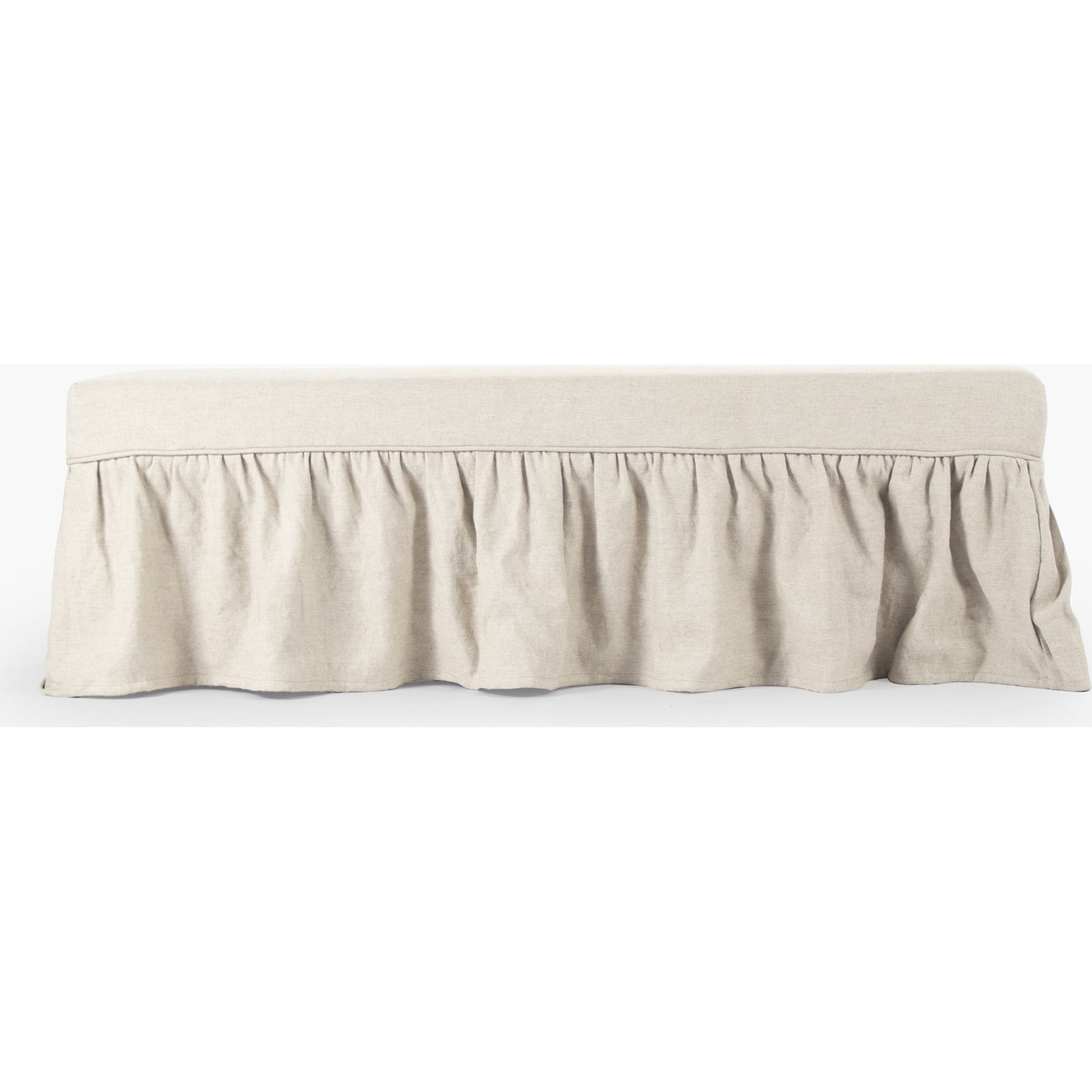 Elena Bench by Zentique. Made from recycled wood; linen/cotton blend slipcover in a traditional style.