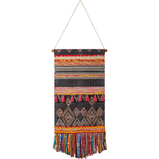 Zendaya Wall Hanging - 30831 by Livabliss in natural, brick, pewter, onyx. Made from main: 100% cotton, rod: 100% wood in a eclectic & global style.