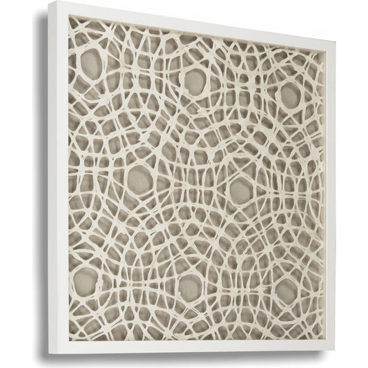 Abstract Circle Paper Framed Art by Zentique in off-white paper in white frame and fir wood, glass. Made from pine wood, mdf, glass in a modern style.