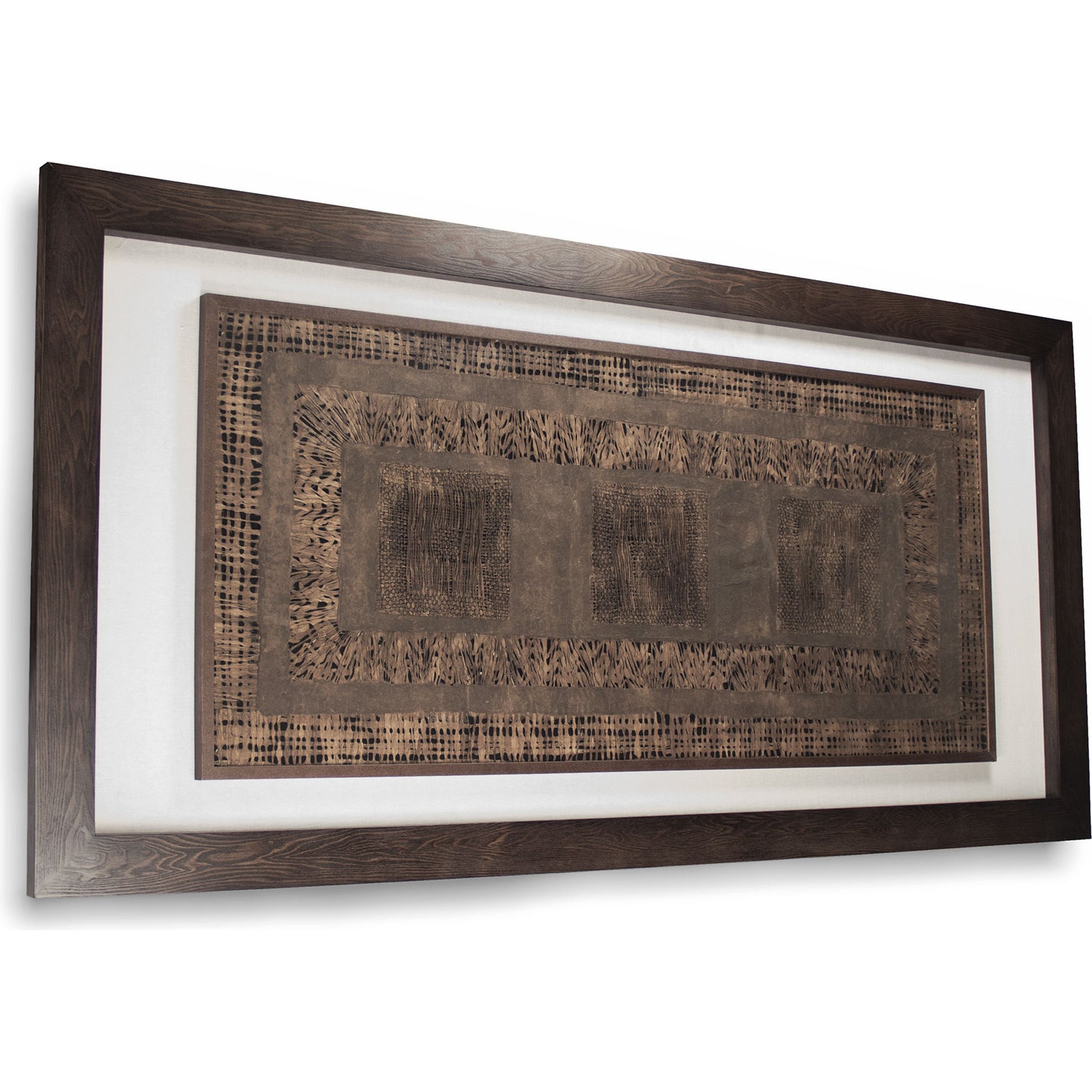 Rectangular Paper Framed Art by Zentique in dark brown paper in dark brown frame and fir wood, glass. Made from mdf, glass in a eclectic & global style.