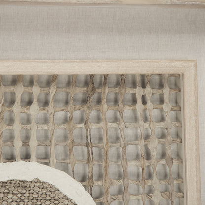 Abstract Paper Framed Art by Zentique in light brown paper in tan frame and fir wood, glass. Made from mdf, glass in a modern style.