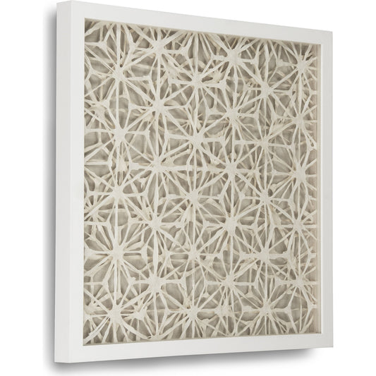 Abstract Asterisk Paper Framed Art by Zentique in off-white paper in white frame and fir wood, glass. Made from pine wood, glass in a modern style.