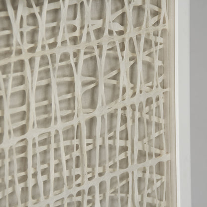 Abstract Neutral Paper Framed Art by Zentique in off-white paper in white frame and fir wood, glass. Made from pine wood, glass in a modern style.