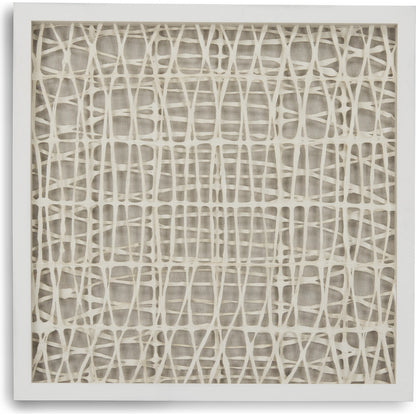 Abstract Neutral Paper Framed Art by Zentique in off-white paper in white frame and fir wood, glass. Made from pine wood, glass in a modern style.