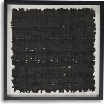 Abstract Black Paper Framed Art by Zentique in black paper in black frame and fir wood, glass. Made from pine wood, glass in a modern style.