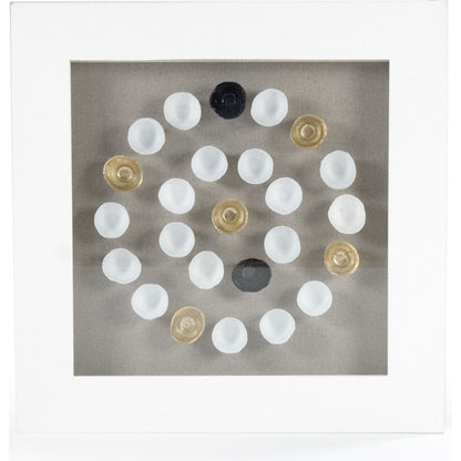 Abstract Framed Shell Art by Zentique in fir wood, glass. Made from mdf, glass in a coastal style.