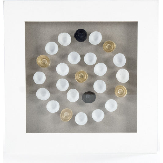 Abstract Framed Shell Art by Zentique in fir wood, glass. Made from mdf, glass in a coastal style.