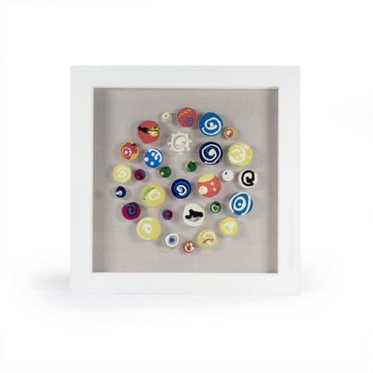 Abstract Framed Shell Art by Zentique in fir wood, glass. Made from mdf, glass in a coastal style.