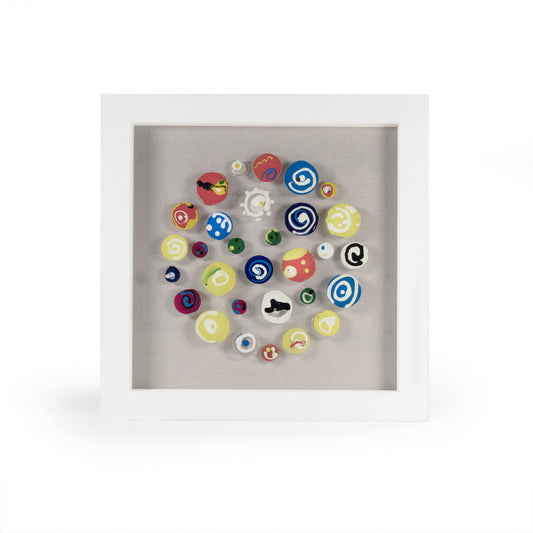 Abstract Framed Shell Art by Zentique in fir wood, glass. Made from mdf, glass in a coastal style.