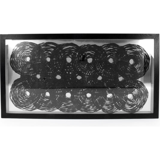 Abstract Circles Paper Framed Art by Zentique in black paper on metallic background in black frame and fir wood, glass. Made from mdf, glass in a modern style.