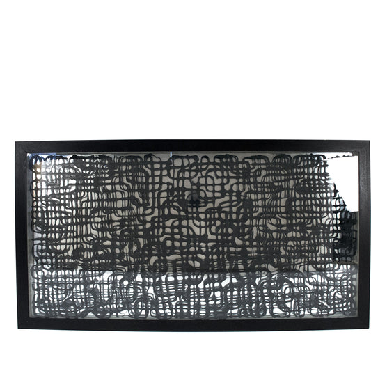 Abstract Lines Paper Framed Art by Zentique in black paper on metallic background in black frame and fir wood, glass. Made from mdf, glass in a eclectic & global style.