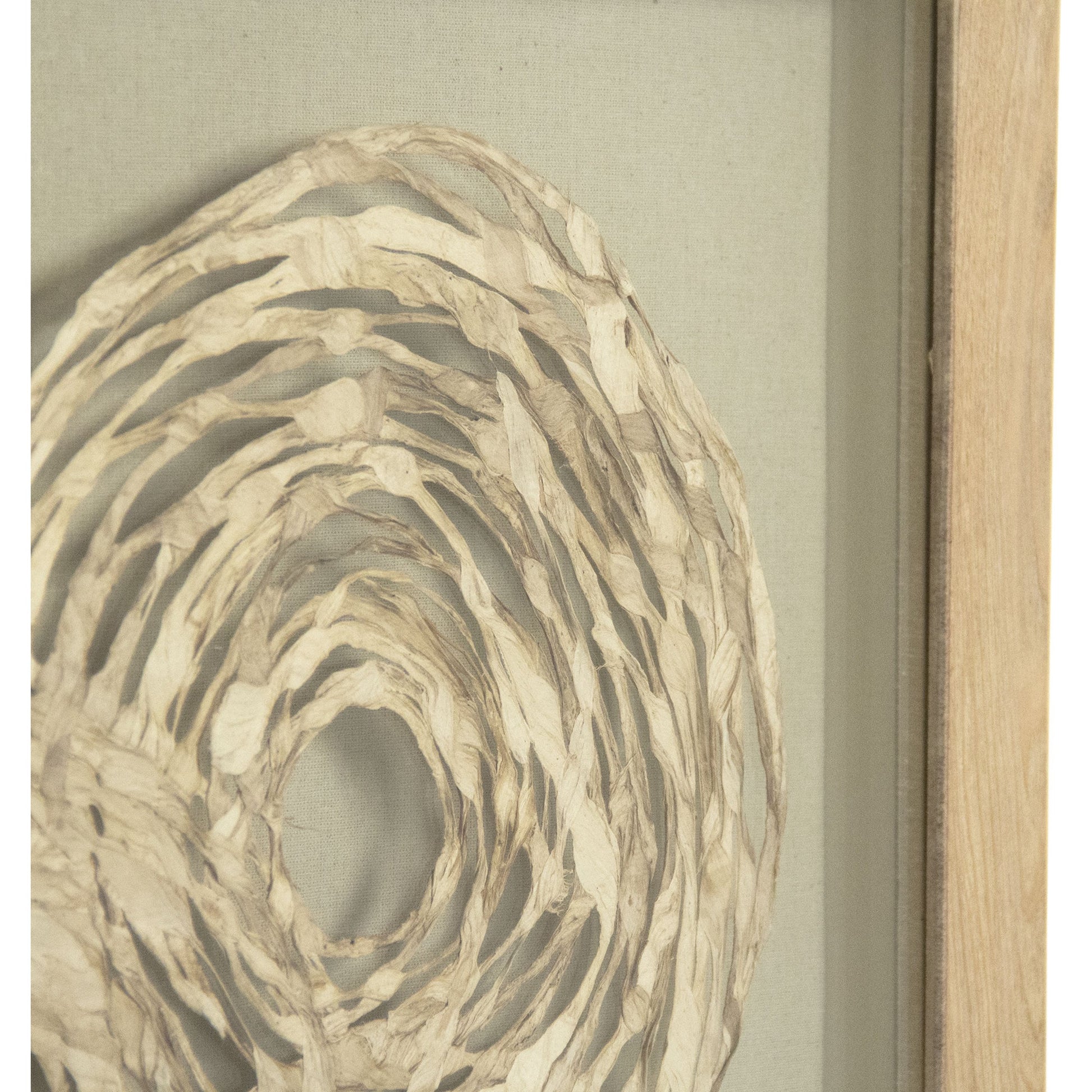 Abstract Overlapping Paper Framed Art by Zentique in white paper on tan background in tan frame and fir wood, glass. Made from mdf, glass in a modern style.