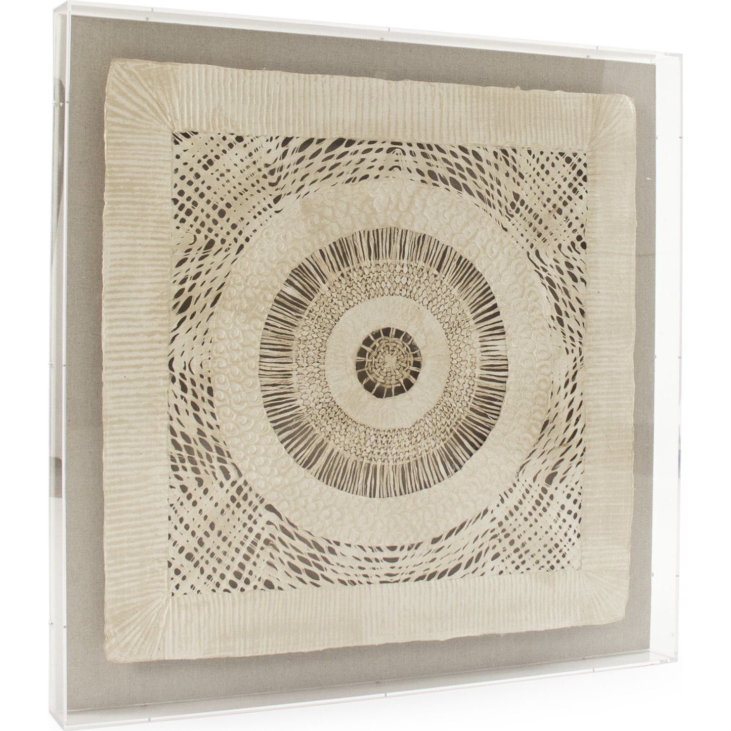004 S-336402 | Primary Silo | Abstract Paper by Zentique in natural linen and paper, acrylic frame. Made from acrylic, mdf in a eclectic & global style.