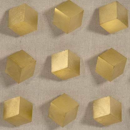Golden Cubes in Acrylic Wall Art by Zentique in natural linen and gold plastic cube, acrylic frame. Made from acrylic, mdf in a modern style.