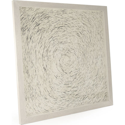 Abstract Spiral Paper Framed Art by Zentique in off-white paper on neutral background and fir wood, glass. Made from mdf, glass in a modern style.