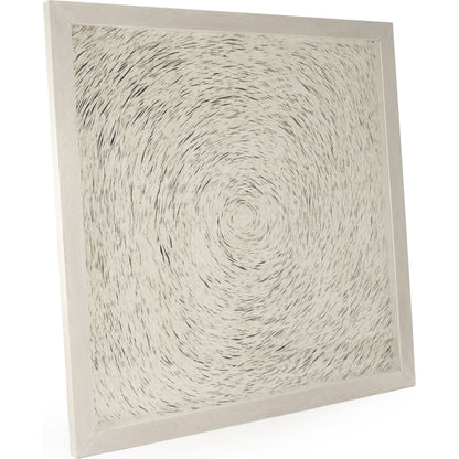 Abstract Spiral Paper Framed Art by Zentique in off-white paper on neutral background and fir wood, glass. Made from mdf, glass in a modern style.