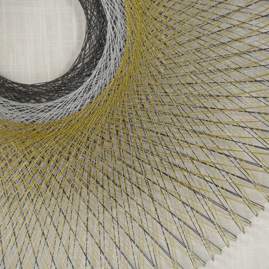 Abstract String Wall Art by Zentique in natural linen and thread, pine frame. Made from pine wood, glass in a modern style.