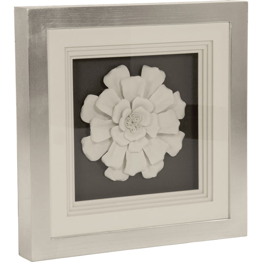 Flower Wall Art I by Zentique in gray and pine. Made from ceramic, mdf, glass in a modern style.