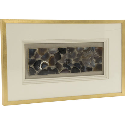 Stone Wall Art by Zentique in natural linen and agate stone, pine frame. Made from pine wood, geode, glass in a eclectic & global style.