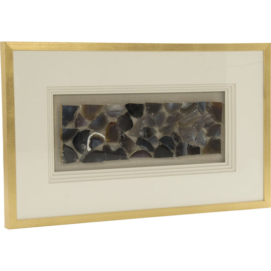 Stone Wall Art by Zentique in natural linen and agate stone, pine frame. Made from pine wood, geode, glass in a eclectic & global style.