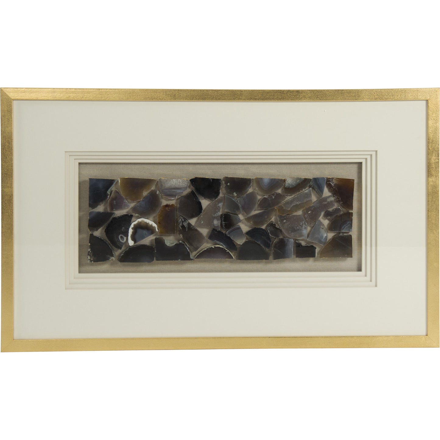 002 S-338364 | Additional Silo | Stone Wall Art by Zentique in natural linen and agate stone, pine frame. Made from pine wood, geode, glass in a eclectic & global style.