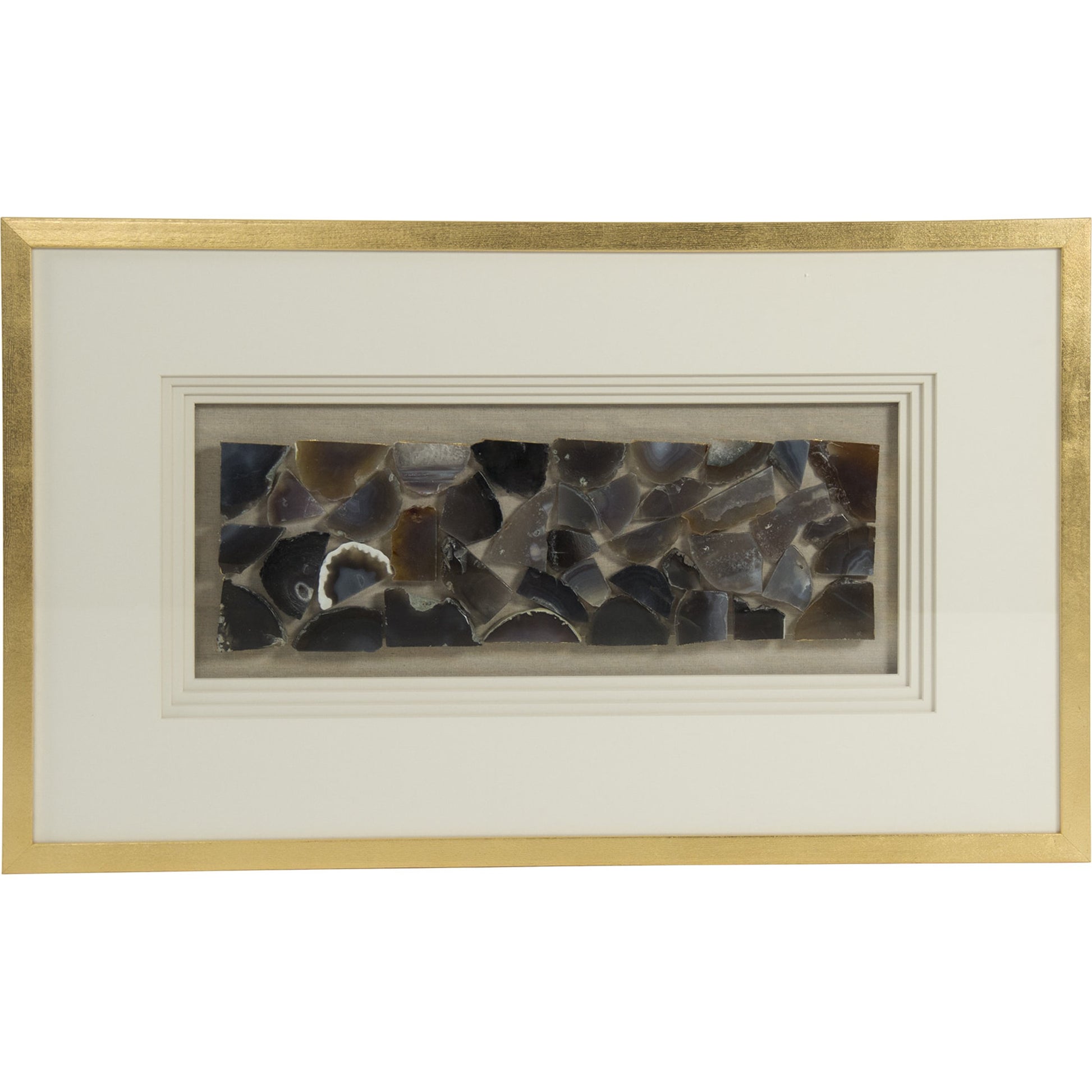 Stone Wall Art by Zentique in natural linen and agate stone, pine frame. Made from pine wood, geode, glass in a eclectic & global style.