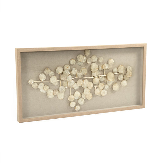 Abstract Mother of Pearl Wall Art by Zentique in mother of pearl, natural linen. Made from mother of pearl, pine wood, linen in a modern style.