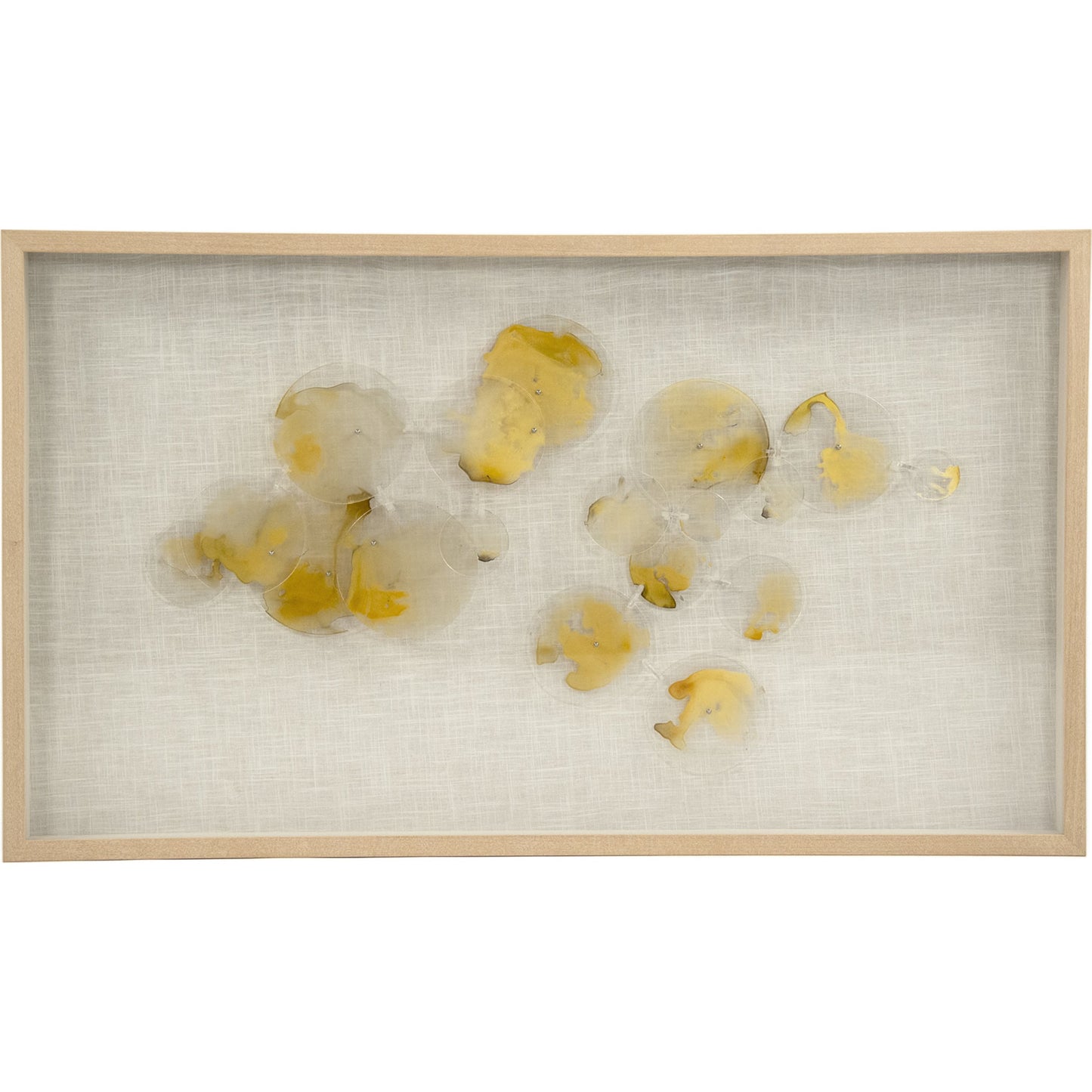002 SR-900042 | Additional Silo | Abstract Yellow Stained Glass Wall Art by Zentique in yellow, natural linen. Made from pine wood, linen, glass in a modern style.