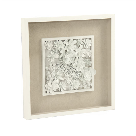 Abstract Ceramic Botanical Wall Art II by Zentique in natural and pine wood, ceramic, glass. Made from pine wood, ceramic, glass in a transitional style.