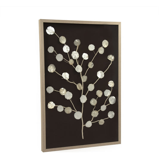 Abstract Mother of Pearl Tree Wall Art by Zentique in mother of pearl. Made from pine wood, mother of pearl, linen, glass in a modern style.