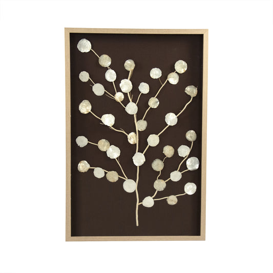 Abstract Mother of Pearl Tree Wall Art by Zentique in mother of pearl. Made from pine wood, mother of pearl, linen, glass in a modern style.